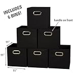 Household Essentials 80-1 Foldable Fabric Storage Bins | Set of 6 Cubby Cubes With Handles | Black - Image 3