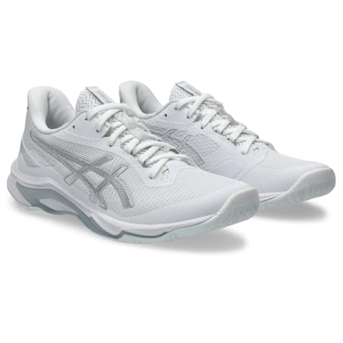 Asics Women's Netburner Ballistic FlyteFoam 4 Volleyball Shoes, 11, White/Pure Silver