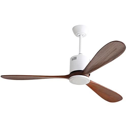 Sofucor 52 Inch Ceiling Fans No Light Modern Ceiling Fan With Remote Control 3 Wood Blades Reversible DC Motor Timer for Kitchen Bedroom Living Room Dining Room Farmhouse (walnut) #5247C2