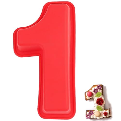 Voarge Molde de silicona con números, molde para hornear números grandes 3D Number Cake Molde para hornear número DIY cumpleaños infantil molde con números, patrón de números, fabricación de pasteles