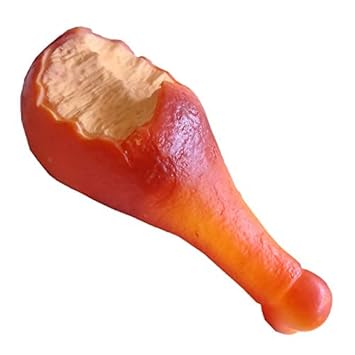 PSK PET MART Natural Rubber Squeaky Cum Chew Chicken Leg Piece Toy for Dogs and Puppies (Pack of 1) | for Interactive Play