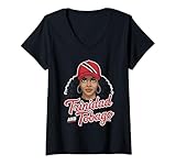 Femme Drapeau Trinidad Tobago Trinidad et Tobago T-Shirt avec Col en V