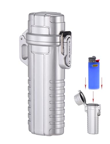 Outdoor EDC Waterproof Lighter Case Cover Sleeve for BIC Regular Lighters, Seal Pouch for Hiking, Camping, Travel (Silver)