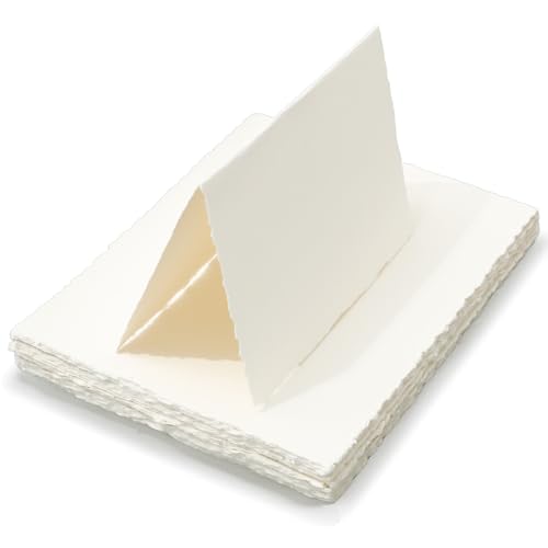 FYSUIMU Deckle Edge �e���g�J�[�h 50���p�b�N �L������� 5 x 7�C���` - 160GSM �e�N�X�`���[�h�R�b�g���y�[�p�[ �v���[�X�J�[�h �e�[�u���ݒ� �󔒂̃��� �M�t�g�^�O ���ҏ� �N���t�g�p