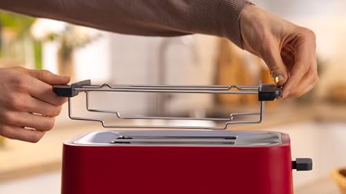 Bosch MyMoment TAT3M124 - Toaster Grille Pain compact - Arrêt automatique - 950 W - Fonction décongélation et réchauffage - Chauffe-viennoiserie amovible - Couleur : Rouge – Image 3
