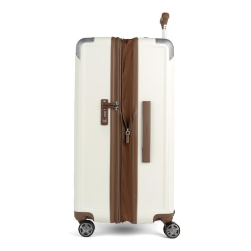 Image of Travelpro Platinum Elite Hardside Expandable Checked Luggage, 8 Wheel Spinner, TSA Lock, Hard Shell Polycarbonate Suitcase, Cream White, Checked Large 28-Inch