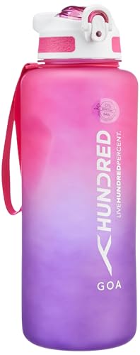 Image of Hundred Goa 1.5 Litre Water Bottle | 1500ml / 52oz | BPA Free | One Key Open Safety Lock | Spill and Leak Proof Sports, Travel, Gym Bottle (Pink /Purple)