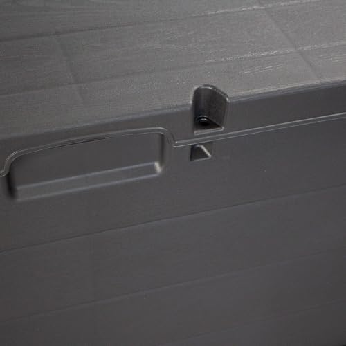 Pincho Baul Almacenaje Cofre, Arcon Jardin Exterior, Mueble Almacenaje con Cierre para Candado, Caja Plastico Extra Grande con Tapa Abatible - 120x60x60 Cm, Antracita, Baul Jardin Exterior - imagen 3