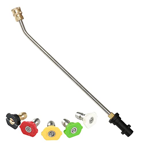 Herramientas Limpieza canalones para Karcher K2 K3 K4 K5 K6 K7, Varilla extensión Lavado a presión Lanza Limpiador canalones con 5 boquillas pulverización Lavadora a presión Limpiador (30 Grados)