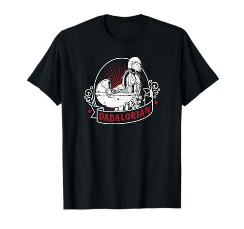T-shirt Dadalorian Star Wars rouge pour homme coupe droite col rond en coton