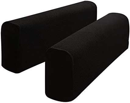 Hanhao Armrest Cover Ultra Thick and Soft Spandex Stretch Pixel Arm Cover for Recliners Sofas Chairs Loveseats Elastic Anti Slip Furniture Armrest Protector for Couch Set of 2 (Black)