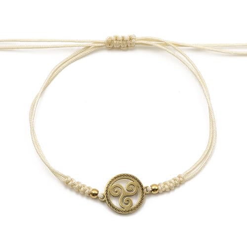 Générique Bracelet Ajustable Élégant en Corde avec Pendentif Triskel – Symbole Celte, Style Bohème Unisexe, Affirmation de Soi – Idée Cadeau Noël, Anniversaire, Saint-Valentin (BS09-07G)