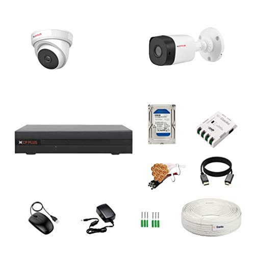 Image of CP Plus 4 Channel DVR + 2.4MP 1 Dome & 1 Bullet Cameras with Audio Recording (Day /Night Vision) + 500GB HDD + Copper Cable Roll (1+3) 4 CH Power Supply + BNC & DC Full Combo Kit
