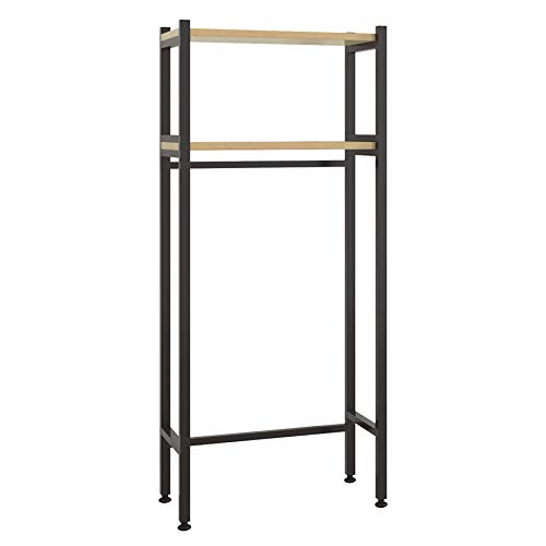 UDEAR Almacenamiento de baño sobre el Estante del Inodoro 2 Niveles Espacio Ahorrador Estante Esquina Metal Unidad de pie, Negro