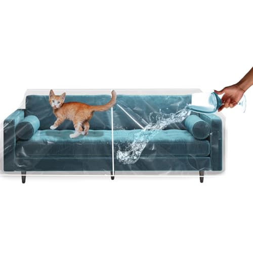 LAMINET Thick Crystal Clear Heavy-Duty Water Resistant Sofa/Couch Cover - Perfect for Protection Against CAT/Dog Clawing Kids and Grandkids- Sofa - 42 BH x 18 FH x 96W x 40D