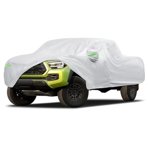Image of Car Cover Custom Fit for Toyota Tacoma 2005-2026, Migaven Waterproof Full Exterior Cover Sun Rain Protection with Door Zipper and Cotton Lining