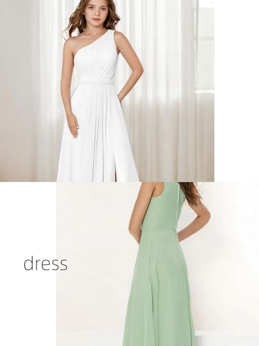 Junior Bridesmaid Dress, Girls' Special Occasion Dresses, Chiffon Wedding One Shoulder Floor-Length Party Dresses4