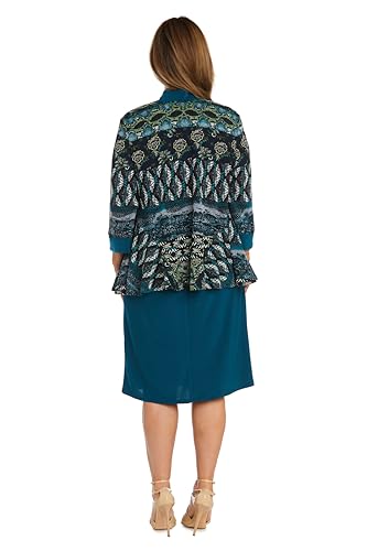 Image of R&M Richards Women's 2-Piece Knee Length Banded Hi-Lo Sequined Jacket Dress W /Detachable Necklace