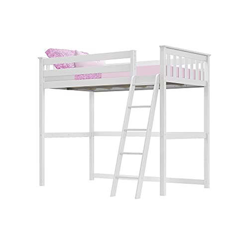 Image of Max & Lily High Loft Bed, Twin Bed Frame for Kids, White