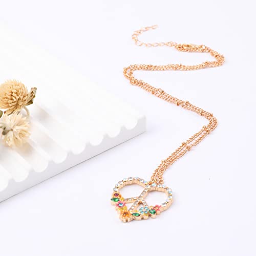 Peace Sign Heart CZ New Beginnings Lotus Necklace for Women, Heart Pendant Necklaces Flower Diamond Zirconia Love Necklace, Silver Rose Gold Chain Birthday Valentines Day Jewelry Gifts2
