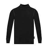 Dilling Rollkragenshirt aus natürlicher Merinowolle für Kinder Schwarz 110-116