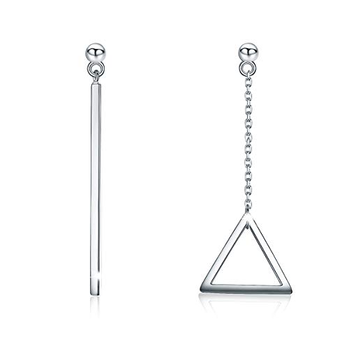 Preisvergleich Produktbild Dreieck vertikale Bar baumeln Ohrringe, 925 Sterling Silber asymmetrische Damen Ohrstecker, Mode Geschenk Schmuck Damen Ohrringe-Geschenk für Mädchen Geburtstag Valentinstag
