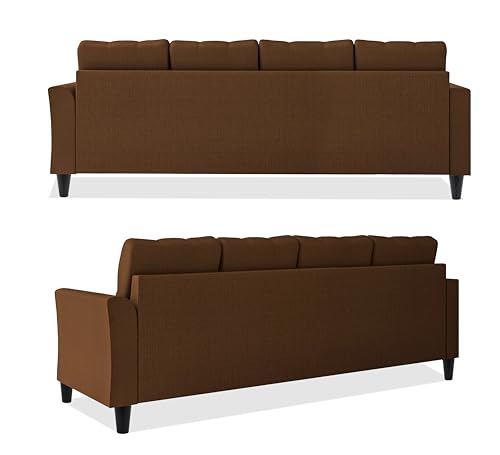 Image of Adorn India Maddox Tufted L Shape 5 Seater Sofa Set LHS (Brown) (3 Year Warranty)