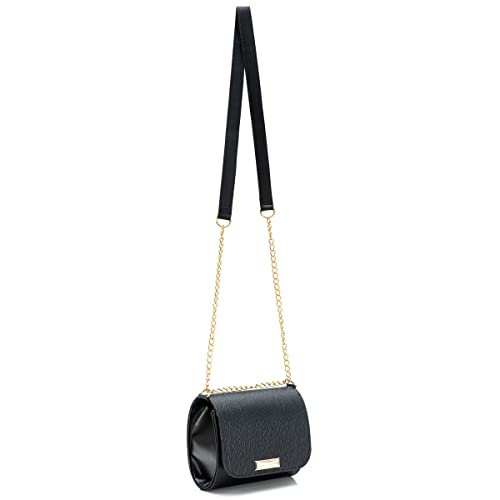 Bolsa Feminina Transversal Baú Pequena Preto Com Corrente