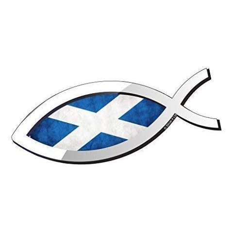 Christian Fish Symbol Ichthys Ichthus with Scotland Scottish Saltire Flag Motif Vinyl Car Bike Sticker Decal 150x60mm approx Cover