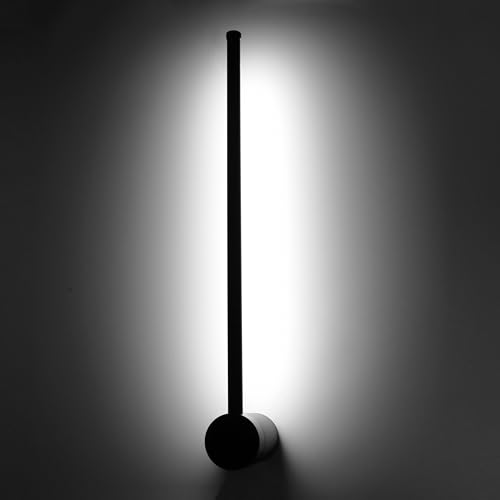 Image of Kawell 12W Indoor LED Wall Light Bar Rotatable Wall Lamp Modern Hardwired Wall Sconce Black for Bedroom Living Room Stair Study, Cold White