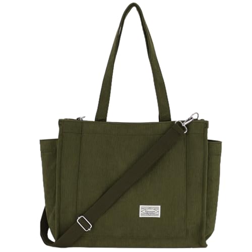 Bolso Tote de pana para mujer con múltiples bolsillos miniatura 1
