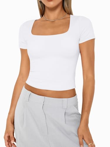 AUTOMET Womens Short Sleeve T Shirts Double Lined Square Neck Going Out Crop Tops Summer Cute Clothes Basics Tees2
