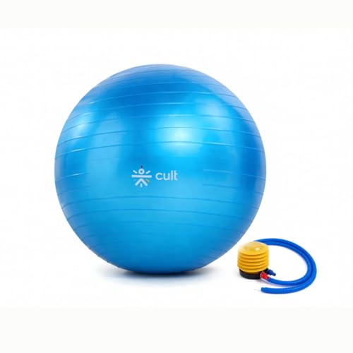Image of CULT Anti-Burst Gym Ball 55 cm -Exercise & Balance, Yoga, Pilates, Core & Ab Workouts Durable 100kg Ball with Pump