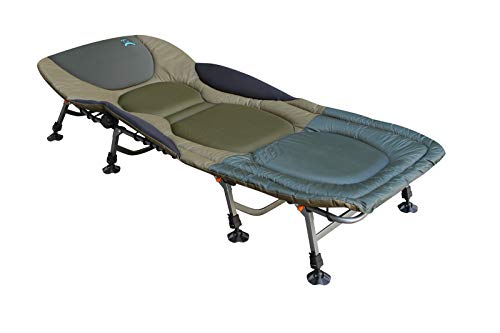 KMS CARPZILLA Outdoor Portable Carp Fishing Bed Chair Bedchair Camping 600D Oxford Heavy Duty 8 Adjustable Legs Pillow Dark Green FB-022 - Image 3