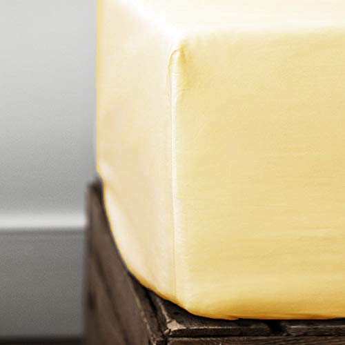 Roy TextileLuxury Bedding 600 Thread Count Hotel Quality Soft Sateen Weave 100% Cotton Extra Deep Fitted Sheet - Champagne (King)