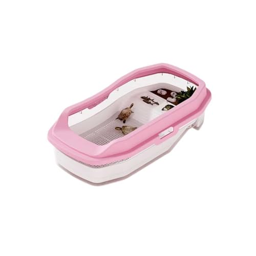 BHJWSA 亀の水槽 飼育箱 亀のケージ 亀の水槽 大型爬虫類飼育箱 軽量 脱走防止 (ピンク,大さい)