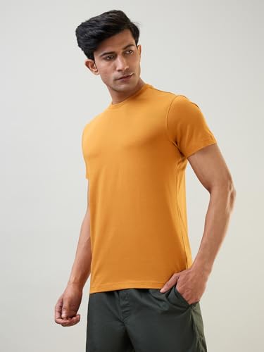 Image of Raymond SleepZ Regular Fit Cotton Modal Blend Solid Pattern Round Neck Loungewear T-Shirt
