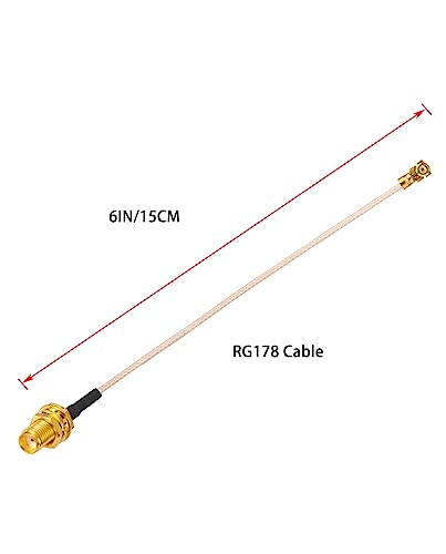 Vecys 2PCS U.FL IPEX to SMA Female Low Loss Coaxial Cable 6" /15CM U.fl/IPEX RG178 RF Coaxial Pigtail Cable for Wireless Routers Mini PCIE Network Cards PCI Wi-Fi WAN Repeater - Image 2