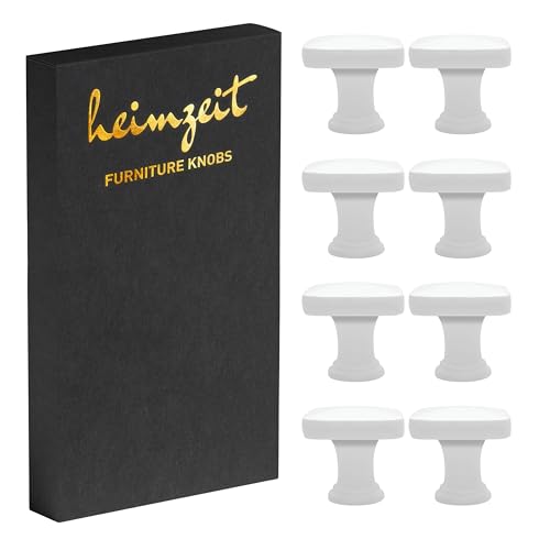 heimzeit Poignées de Placard Cube pour Portes, Tiroirs et Commodes [8 Pièces, Carré] Couleur: Blanc, Design Élégant, Boutons de Meuble avec Poignée à un...