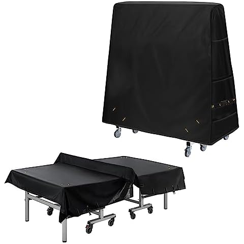Zenicham 600D Ping Pong Table Cover - Ping Pong Table Cover Outdoor Waterproof & Windproof, Heavy Duty Table Tennis Cover Fits Cornilleau, Kettler, Joola, Killerspin, Stiga Table Tennis Table, Black Cover