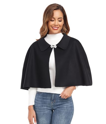 Women Capelet Shawl Short Cloak Cape Warm Poncho Fall Winter Soft Shawl Cover Up