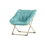 Garvee Silla Plegable Tipo Luna para Adultos, Sillón Lounge Cómodo con Estructura De Acero y Pelo Sintético Suave, Sin Montaje, para Salón, Dormitorio o Apartamento, Verde