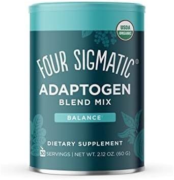 Adaptogen and Mushroom Blend Balance Mix by Four Sigmatic | Adaptogen Supplement with Ashwagandha, Moringa, Holy Basil, Reishi, Chaga and More | Natural Stress Relief and Immune Support Supplement