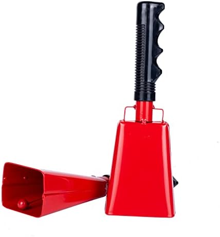 Musfunny Steel Cow Bell 2pcs,Cowbells 8 inch with Handle,Cheering Hand Bell for Football Games,Party, Farm,Sports Events,Hand Chimes Music Instrument (Bronze)