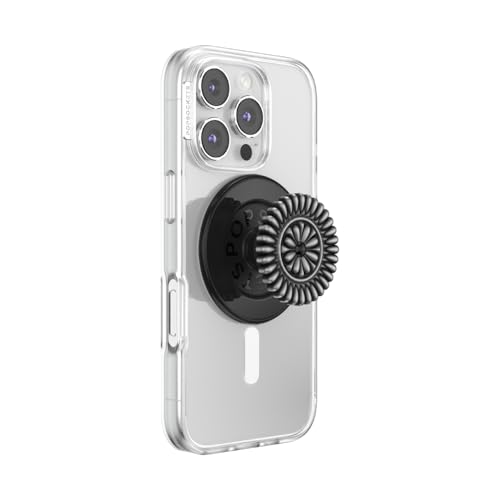 Image of PopSockets Phone Grip for MagSafe, Magnetic Holder, Phone Stand, Enamel - Enamel Stamped Black