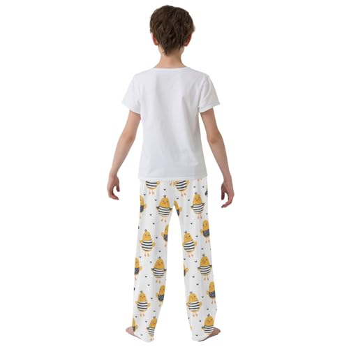 ALAZA Cute Chickens with Hearts Pajamas Bottoms with Pockets Comfy Pjs Sleepwear Elastic Waistband Pajamas Pants Lounge Pants for 6-14 Years3