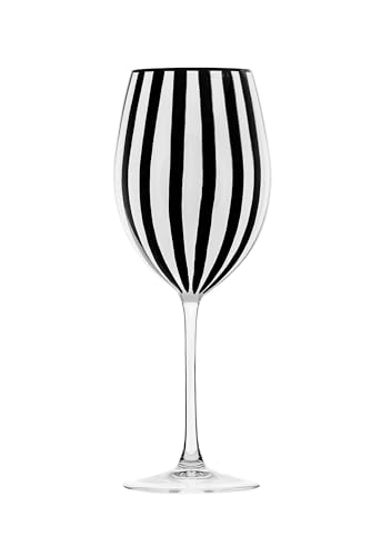 Image of 10 Strawberry Street Black & White Stripe Glassware, Red Wine, Set of 4