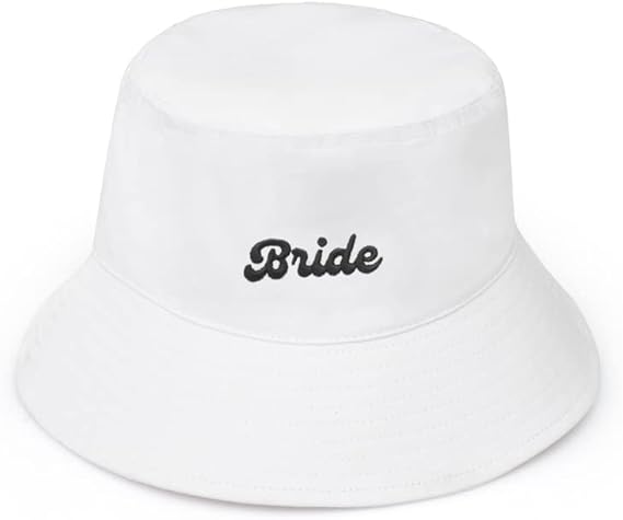 xo, Fetti White Bride Bucket Hat | Bachelorette Party Decorations, Bridal Shower Gift, Bach Favors, Engagement Party Accessory, Camp Bride to Be