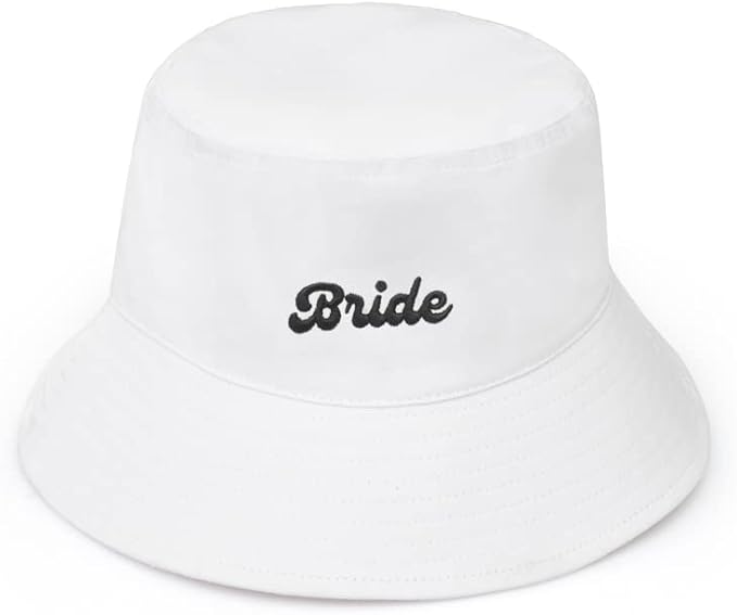 xo, Fetti White Bride Bucket Hat | Bachelorette Party Decorations, Bridal Shower Gift, Bach Favors, Engagement Party Accessory, Camp Bride to Be