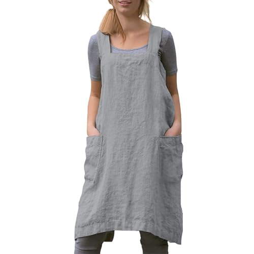 Dianinfa Women Apron with Pockets Cotton Linen...